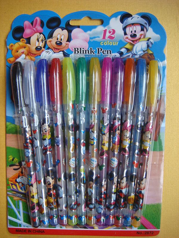 12pcs Highlighters Pens Glitter Ink of Mickey Mouse Kid Gift s 06031