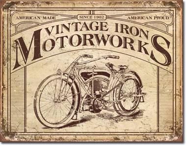Metal Tin Sign Vintage Iron Motorworks Motorcycles 16x12 5 US Dav Life