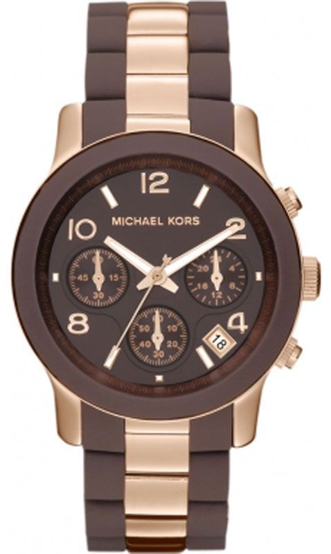 New Michael Kors Ladies MK5658 Brown Silicone Wrapped Chrono Watch