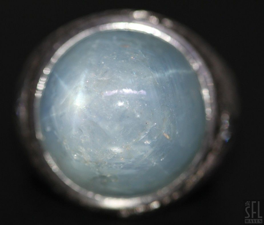 Heavy Vintage 14k White Gold 35 78ctw Diamond Star Sapphire Cocktail Ring Size 6  