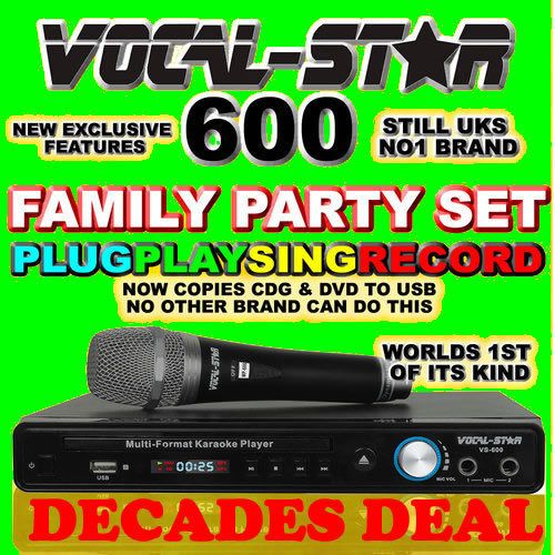 Vocal Star 600 CDG DVD USB Karaoke Machine Player Microphone 540 Songs