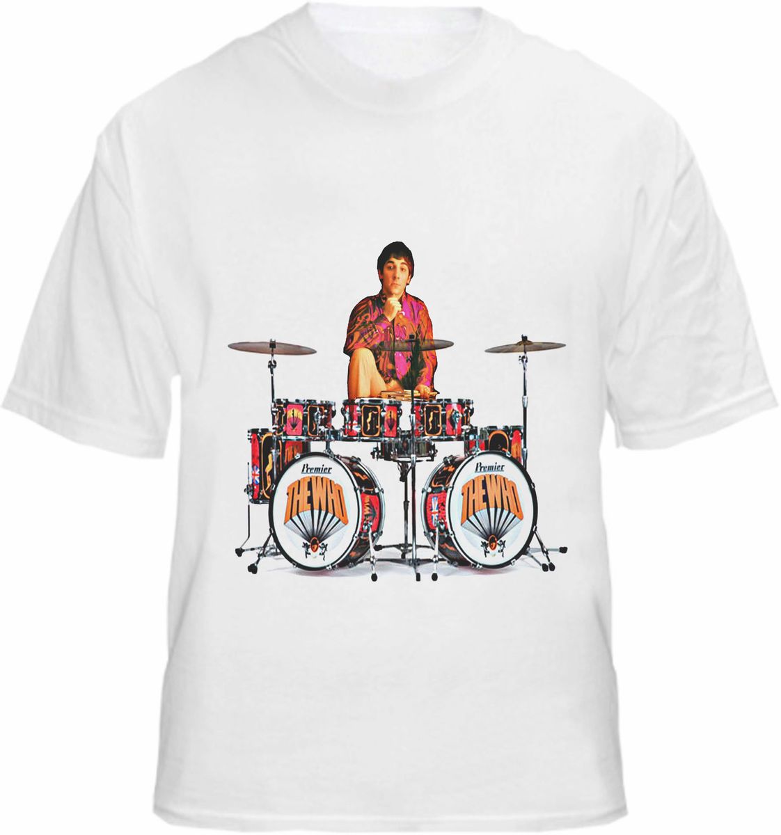 The Who T Shirt Keith Moon Drum Kit Lily Inspired Tribute Tee