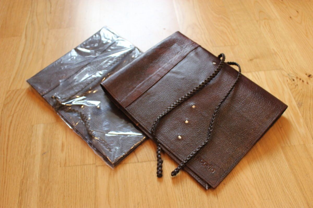 Chefs Leather Knife Knives Roll Case Bag Brown