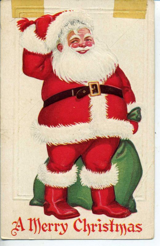 Vintage Christmas Postcard Santa Claus Larrabee Iowa