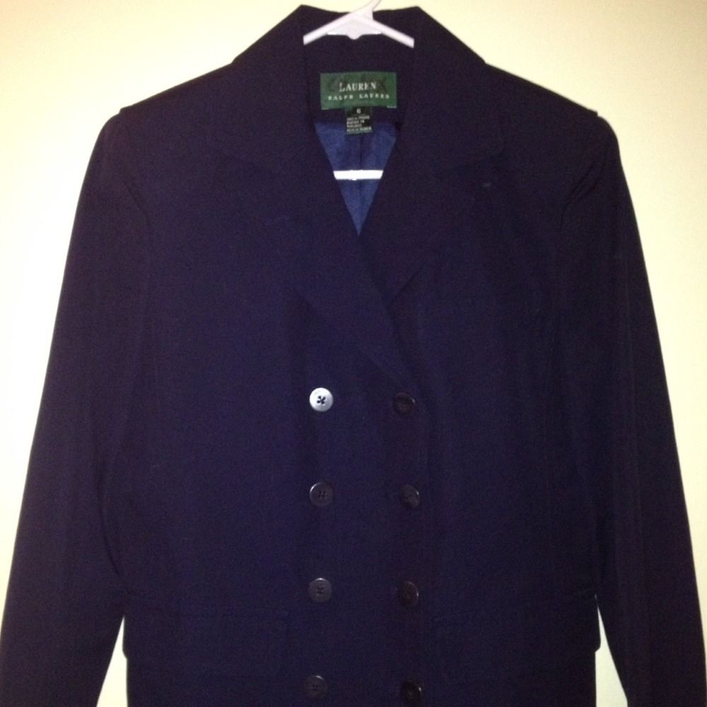 LAUREN BY RALPH LAUREN Green Label Navy Blue Classic Blazer Jacket