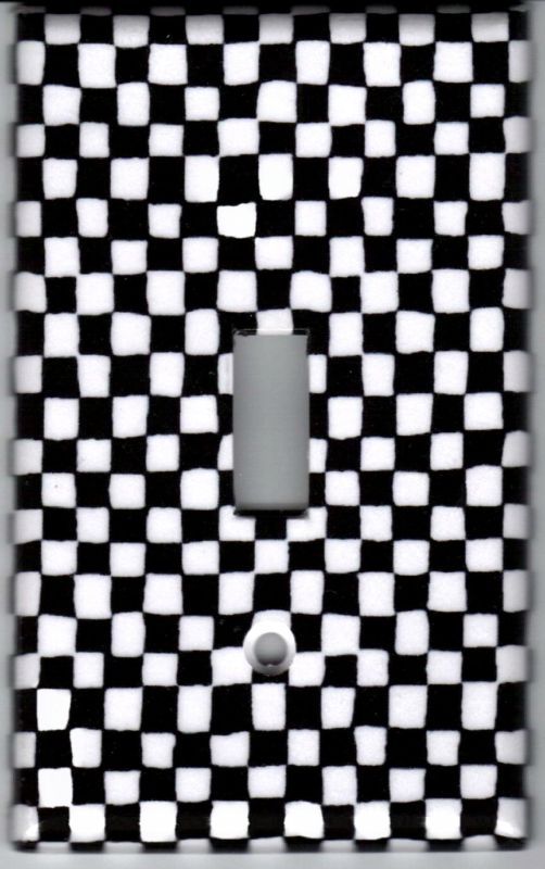 Black and White Checkered Light Switch Plate Cover