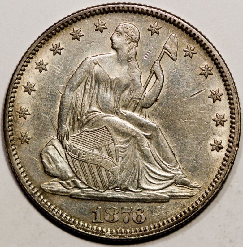 1876 50c Silver Liberty Seated Half Dollar AU UNC MPD