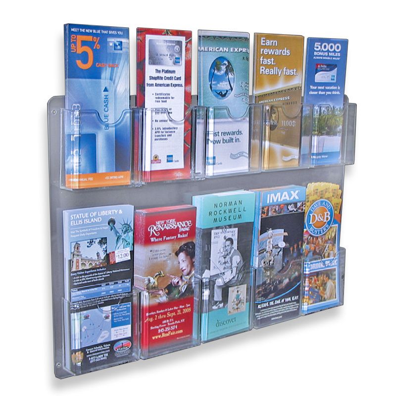 Pockets Wall Mount Brochure Holder Literature Rack Display