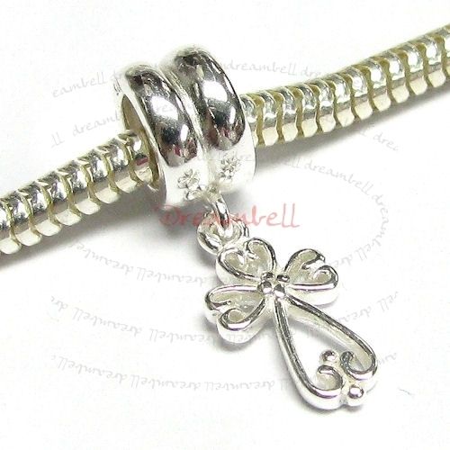 Sterling Silver Dangle Little Cross European Bead Charm