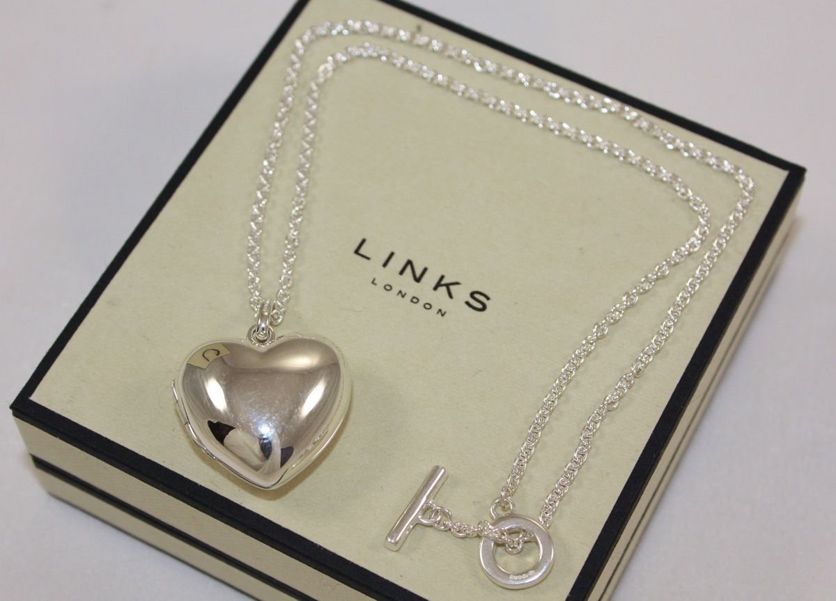 New Links of London Large Silver Heart Locket 16 Chain Pendant