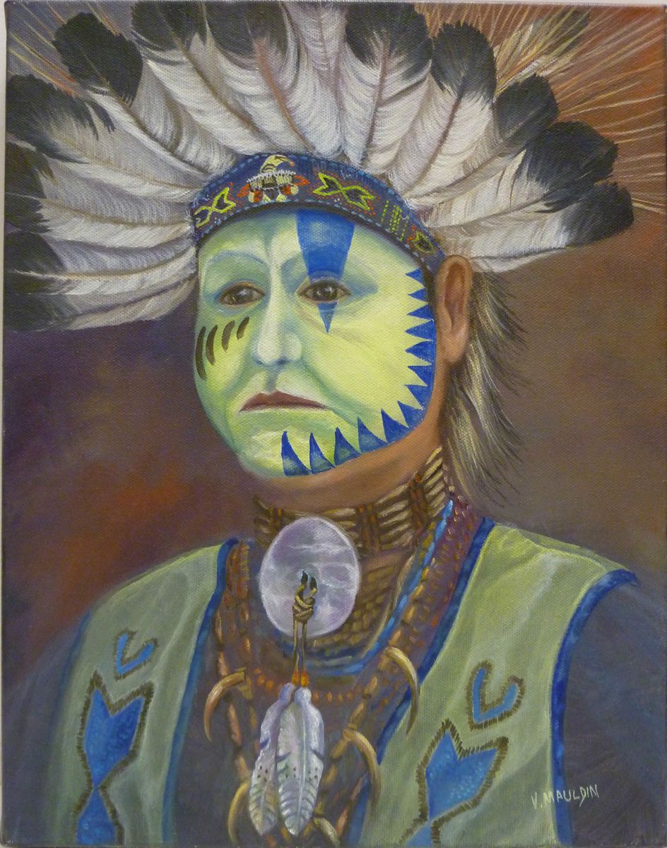 Ceremonial Paint Native Dancer 14X11 Mauldin Original American Oil