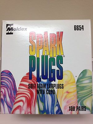 Moldex 6654 Sparkplugs Corded Foam Ear Plugs 100 Pairs/Box (INCLUDES 4