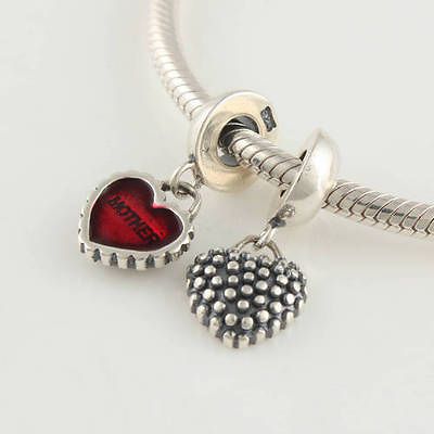 AUTHENTIC PANDORA BRACELET + STERLING SILVER MOTHER DAUGHTER HEART