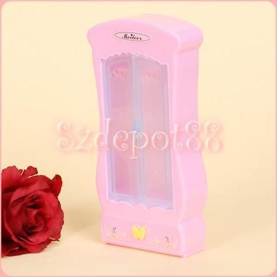 Light Pink Cute Bedroom Furniture Closet Wardrobe for Barbie butterfly