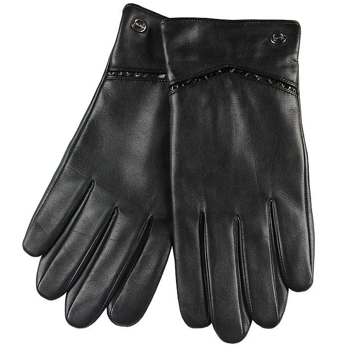 ELMA Mens Nappa leather Winter Gloves Gold Plated Logo Snake skin