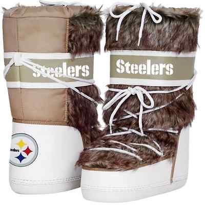 Cuce Shoes Pittsburgh Steelers Ladies The Aficionado Boots   Tan/White