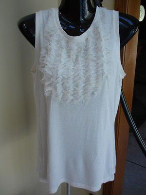 Gap sleeveless off white ruffled front pullover top tank
