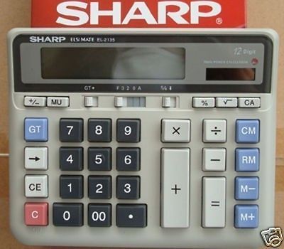 SHARP EL 2135 Desktop Electronic Calculator 12 DIGITS Solar Power New