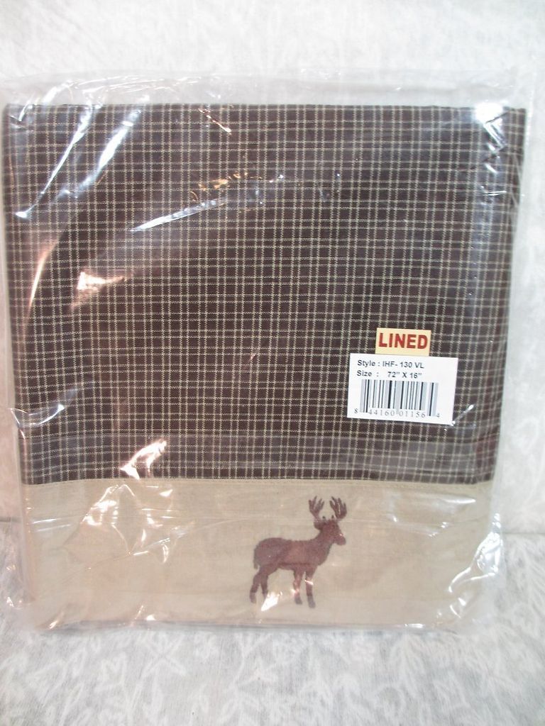 Curtain VALANCE 72 x 16 Brown Cabin Deer Buck Rustic Country IHF Home