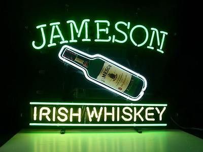 NEW JAMESON IRISH WHISKEY REAL GLASS NEON BEER BAR PUB LIGHT SIGN