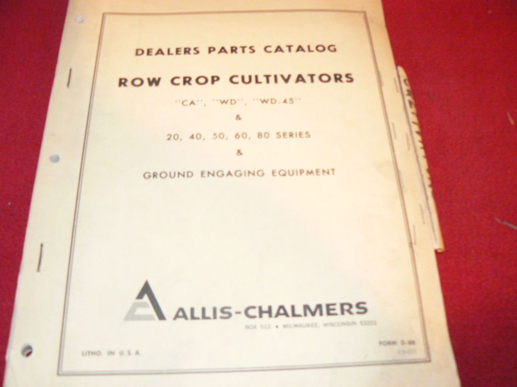 Allis Chalmers CA WD WD 45 Tractors Row Crop Cultivators Dealers