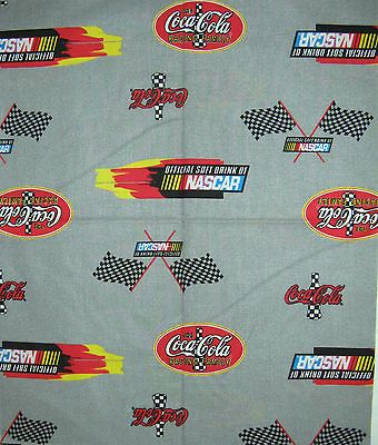 COCA COLA / NASCAR, Racing Family, Gray Cotton Fabric, 15 x 18