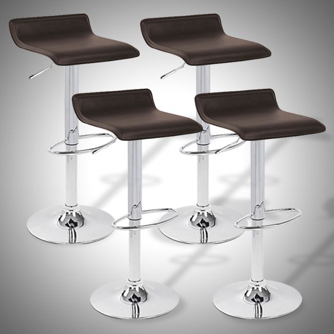 9009R Air Lift Adjustable Bar Stool Red and Chrome Finish, Set of 4