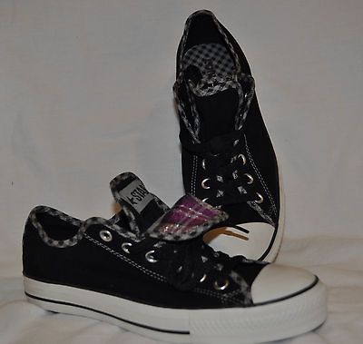 Converse 9 All Star Shoes Women Sneaker Double Tongue Black Purple