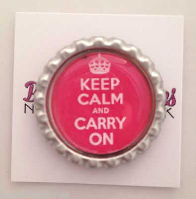 Stitches Pink Keep Calm and Carry On Matte Chrome Frame Needle Magnet