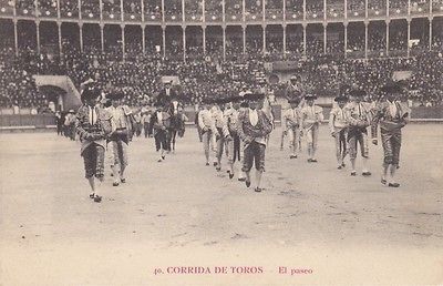 Corrida de Toros El paseo vintage Spain Spanish bullring postcard