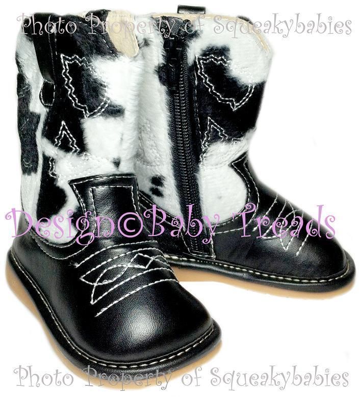 Shoes Cowboy Boots Black with Cow Print ORIGINAL DESIGN Cowgirl WOW