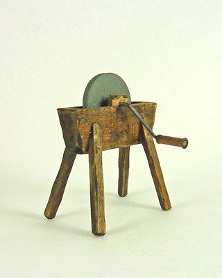 Dollhouse Miniature Artisan Vintage Style Grinding Wheel, Aged