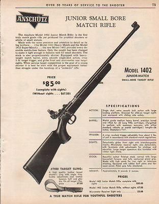 1962 ANSCHUTZ MODEL 1402 JUNIOR MATCH RIFLE ad