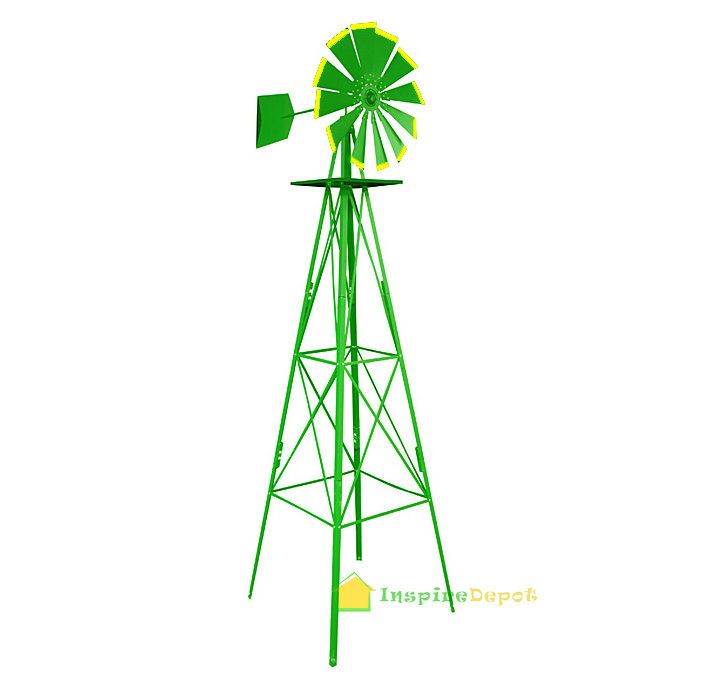 Newly listed 8FT Green metal Windmill Yard Garden Wind Mill Weather