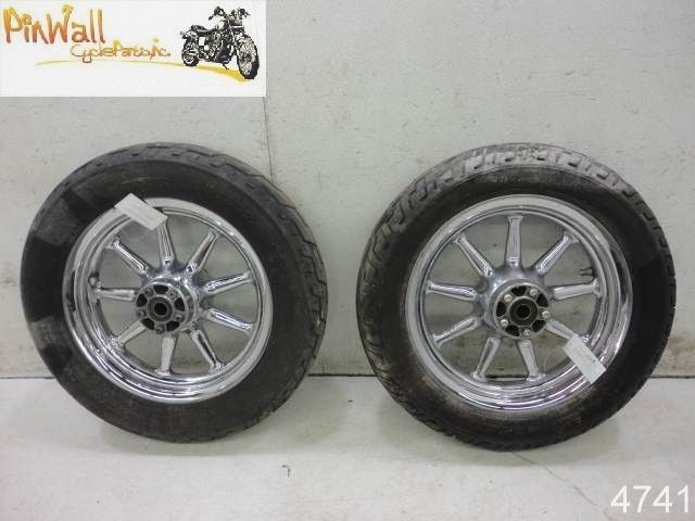 02 Harley Davidson Touring FLH Chrome Wheel Rim Wheels Rims Set