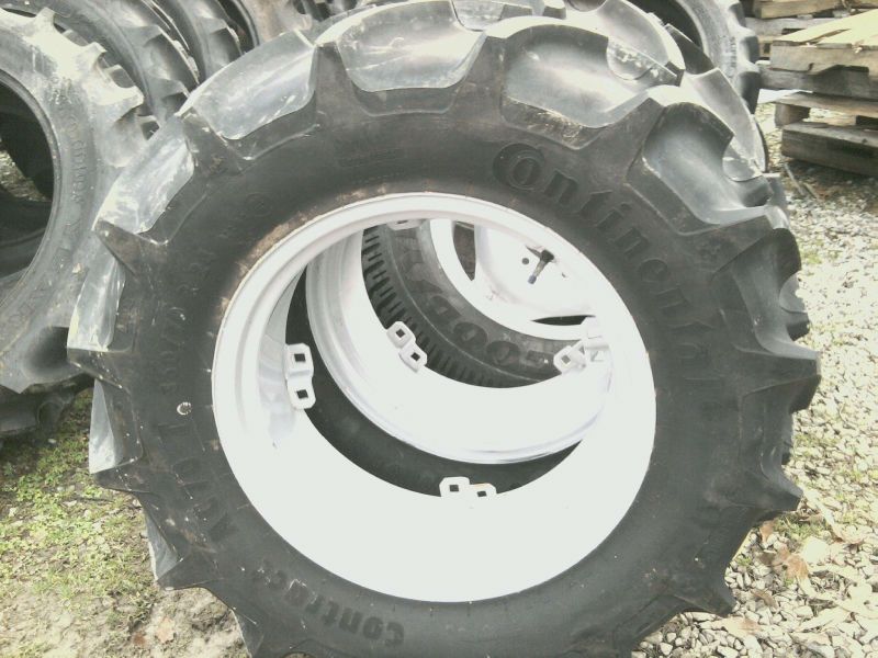 Two 360 70R24 Continental Radial Tractor Tires with Wheels
