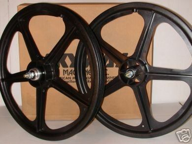 Skyway Tuff Wheel 2 Mag BMX Wheels Black 20 Set Freewheel