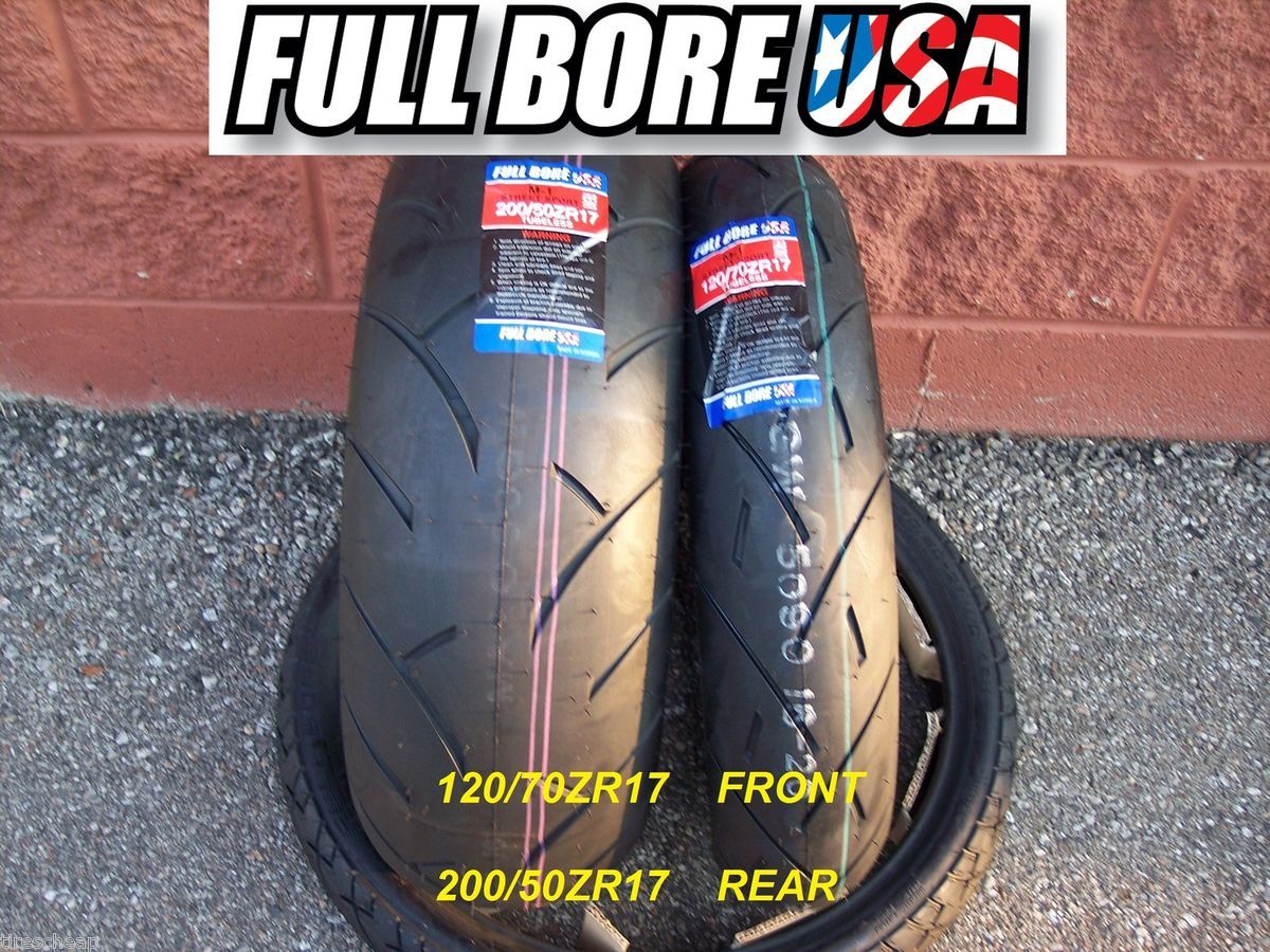 Two Tire Set 120 70ZR17 200 50ZR17 Full Bore USA Sport Bike Motorcycle